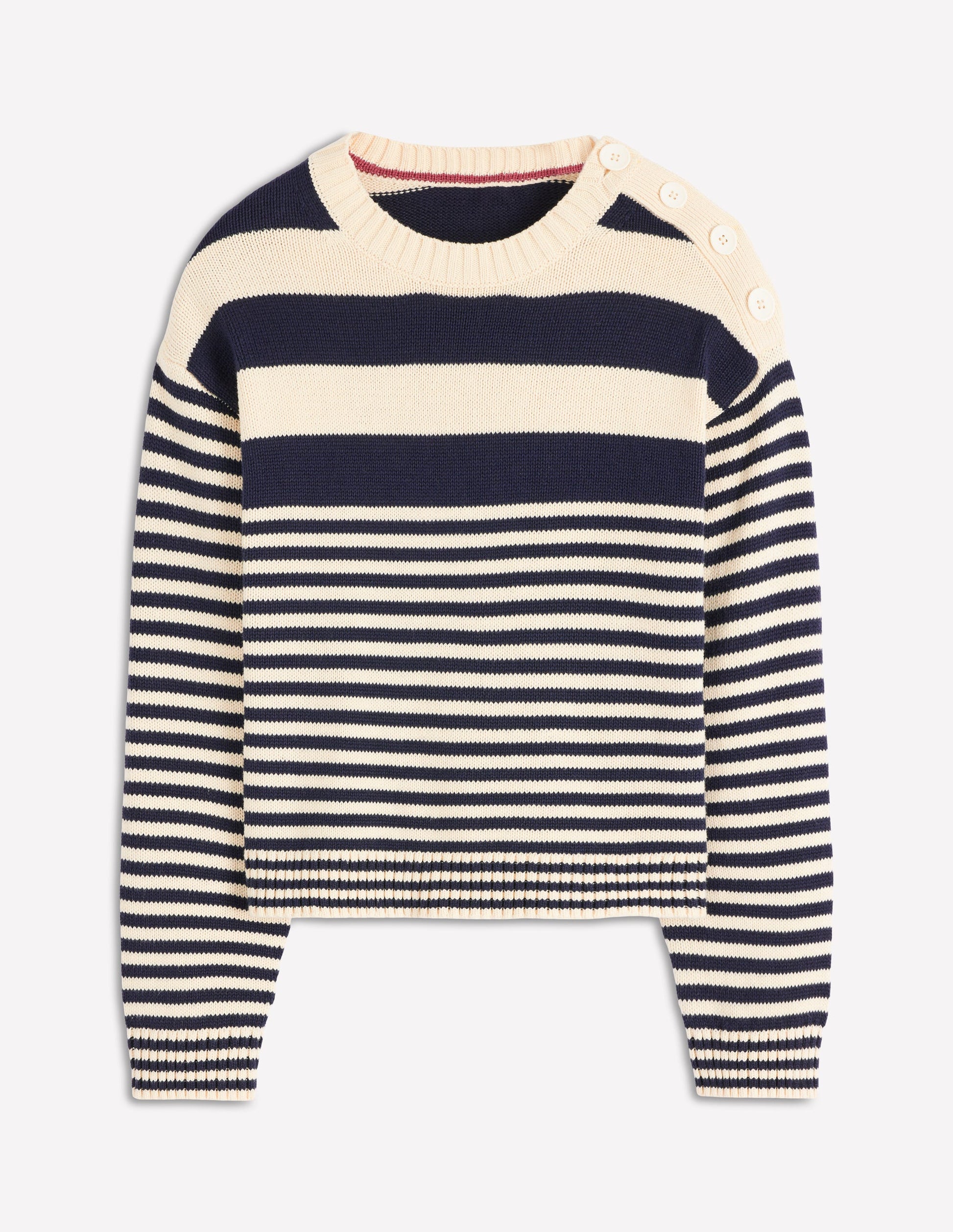 Pull Jemma en coton épais-Ivoire chaud/bleu marine-5