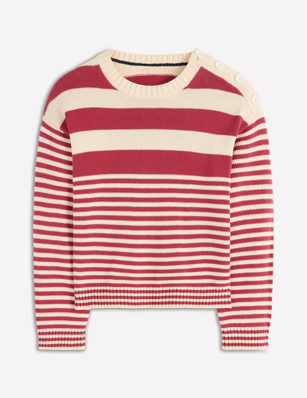 Jemma Breiter Baumwollpullover-Warmes Naturweiß/Terrakotta - Image 6