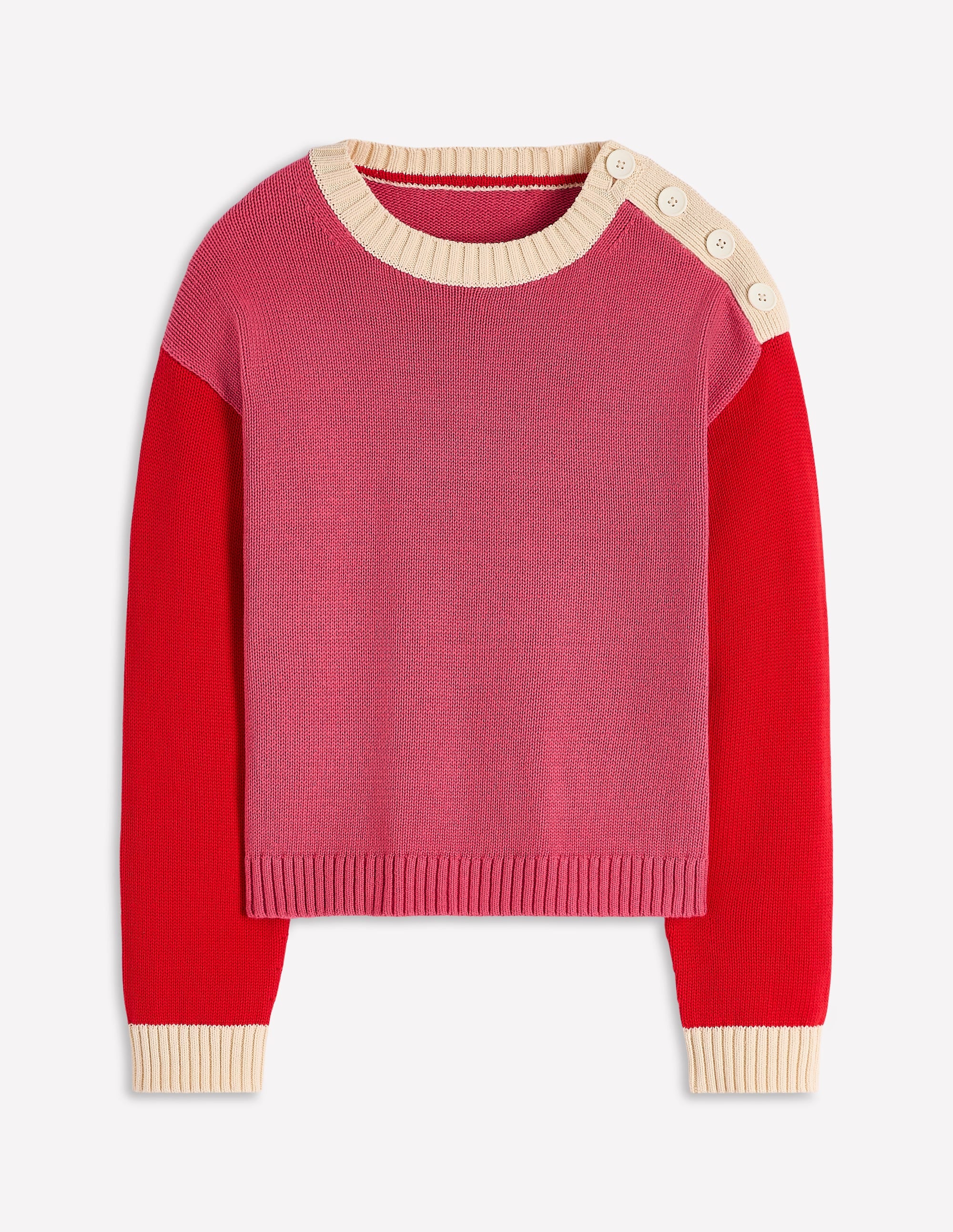 Jemma Chunky Cotton Jumper-Rose Pink - Image 5