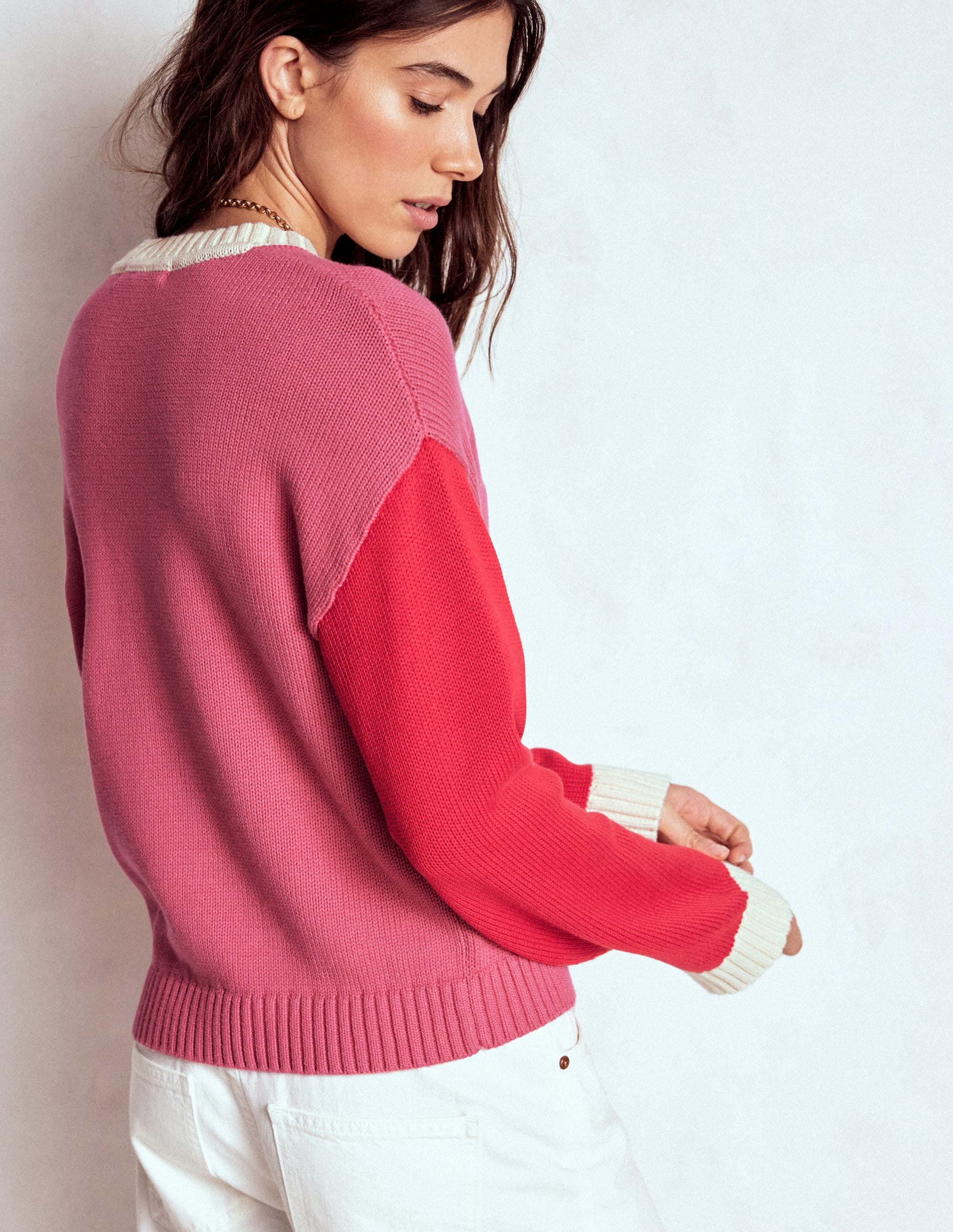 Jemma Chunky Cotton Jumper-Rose Pink - Image 3