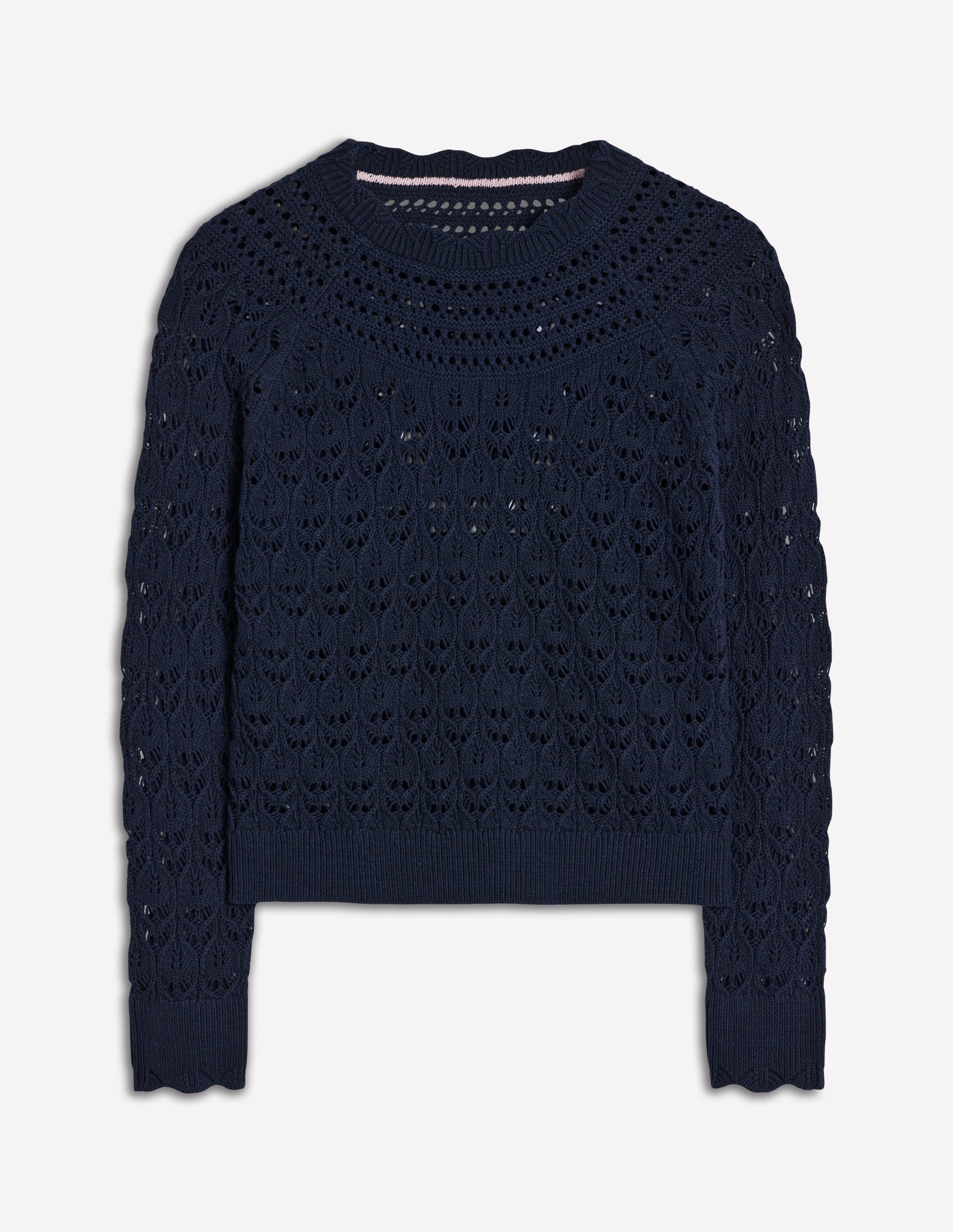 Pullover mit Häkel-Muster-Mix-Marineblau-6