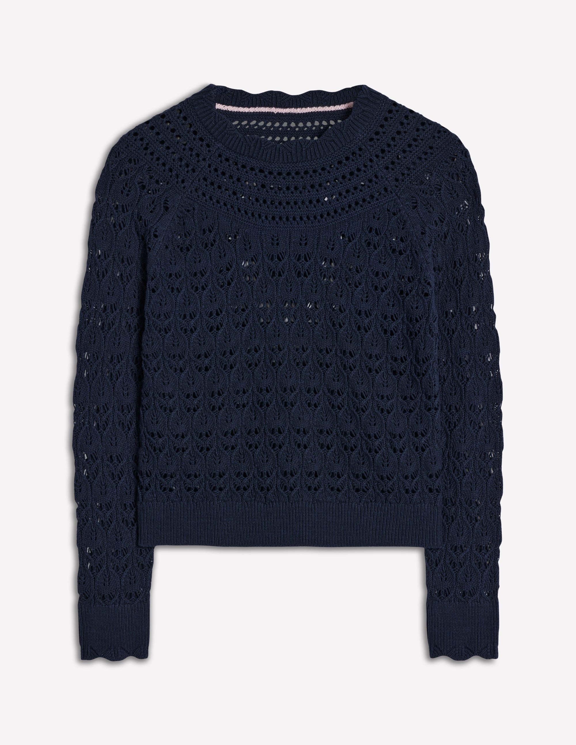Pullover mit Häkel-Muster-Mix-Marineblau - Image 6