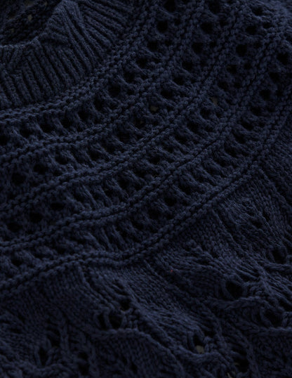 Pullover mit Häkel-Muster-Mix-Marineblau-7