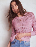 Pullover mit Häkel-Muster-Mix-Kirschblütenrosa