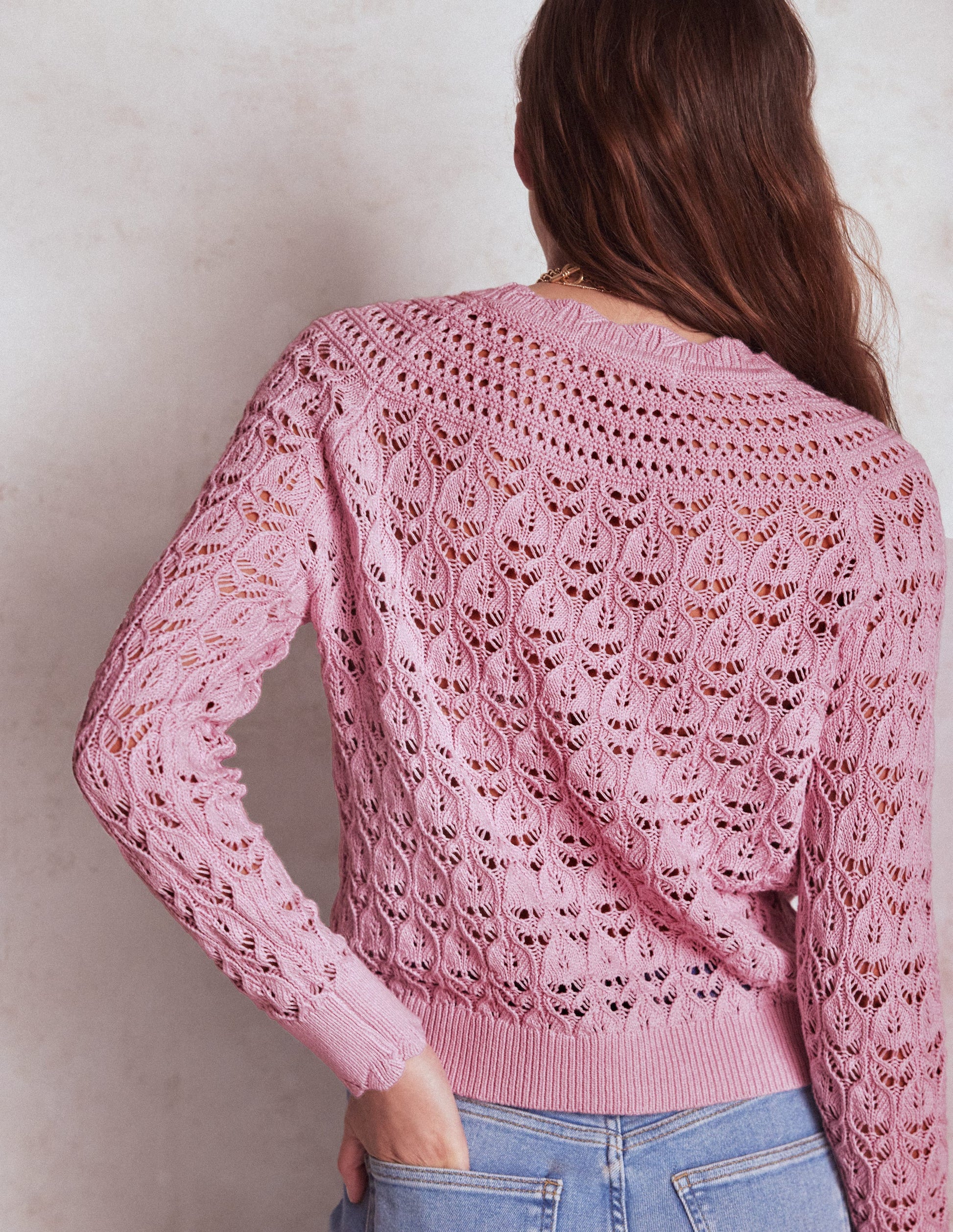 Pullover mit Häkel-Muster-Mix-Kirschblütenrosa-3
