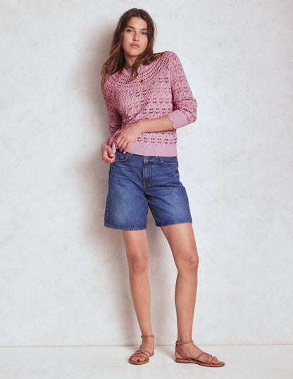 Pullover mit Häkel-Muster-Mix-Kirschblütenrosa-4