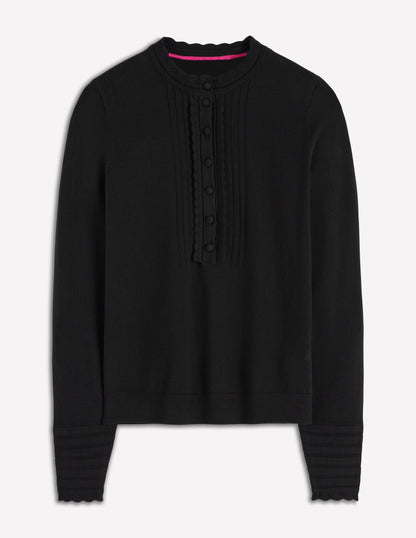 Angela Baumwollpullover mit Muschelsaum-Schwarz-6