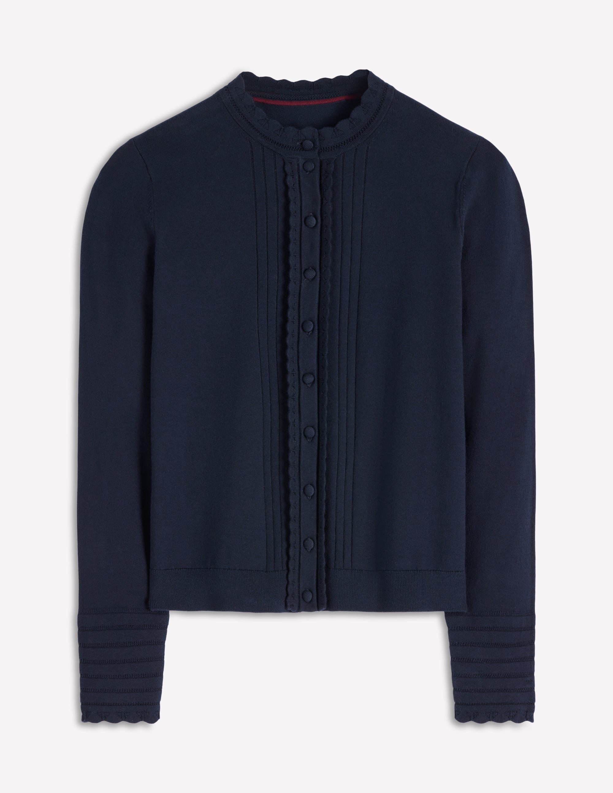 Angela Baumwollstrickjacke mit Muschelsaum-Marineblau - Image 4