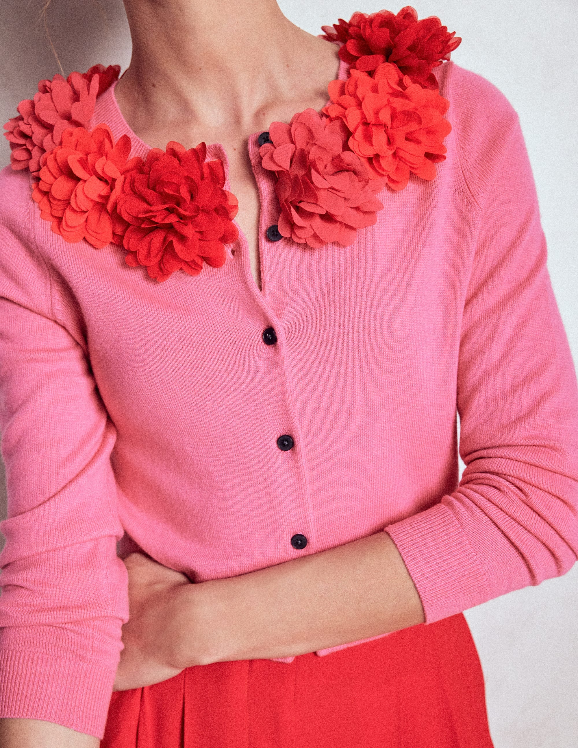Cardigan court-Ruban rose - Image 2