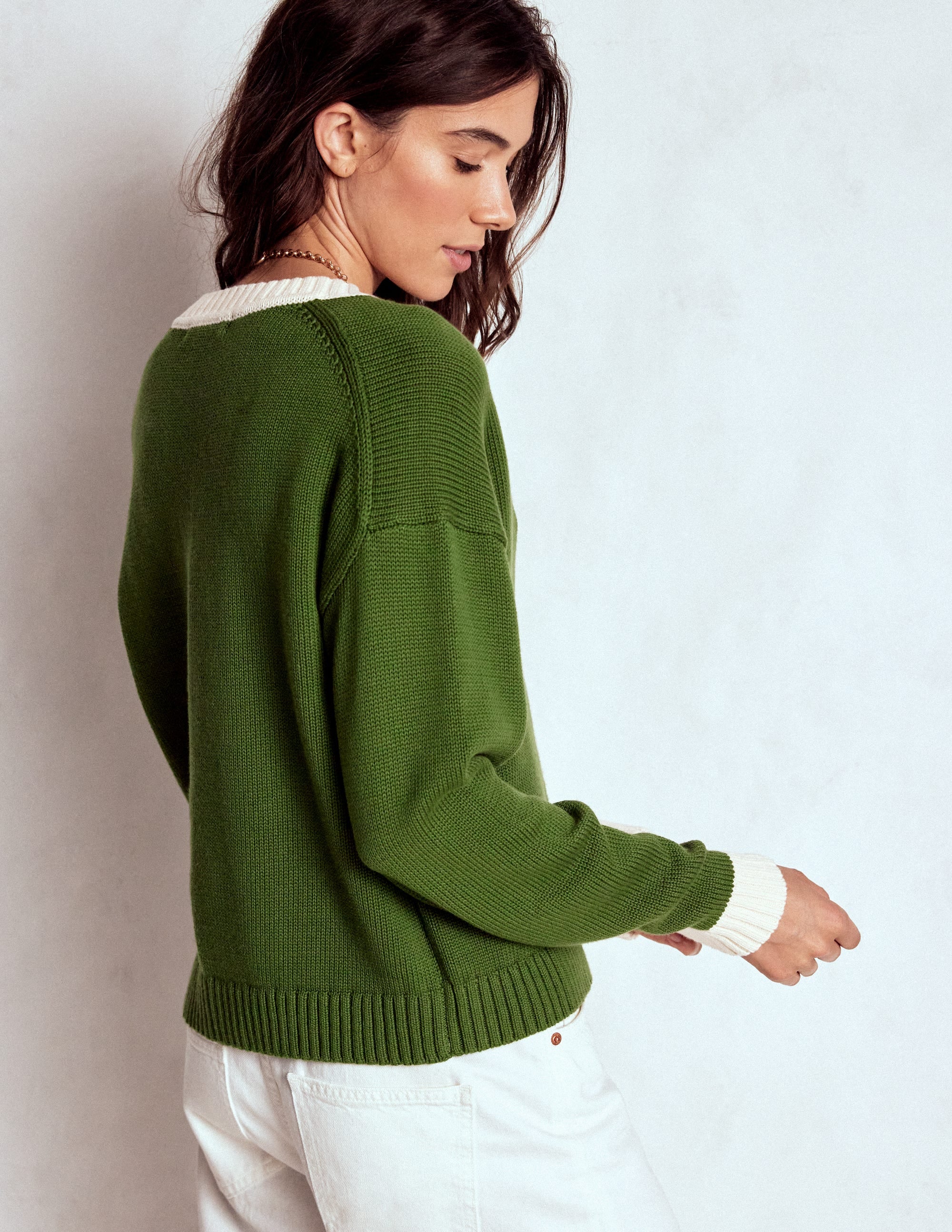 Jemma Breite Baumwollstrickjacke-Promenadengrün - Image 3