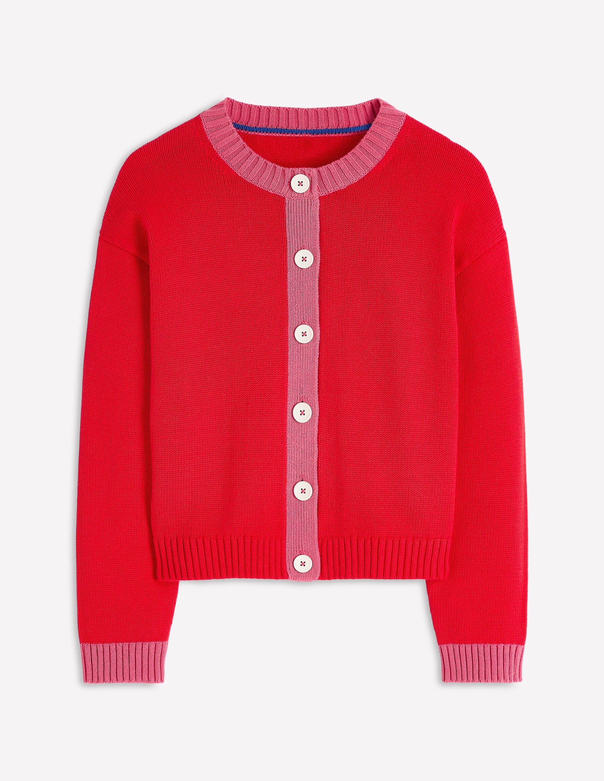 Jemma Breite Baumwollstrickjacke-Mohnblumenrot - Image 5