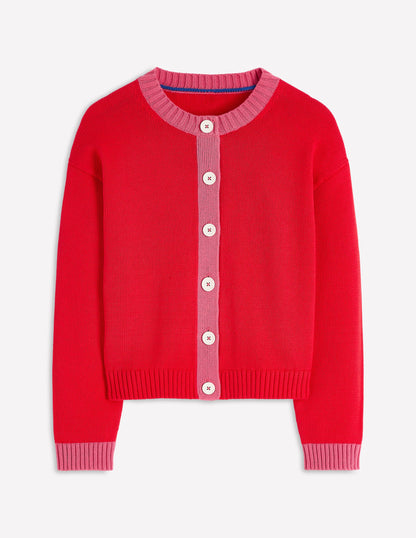 Jemma Breite Baumwollstrickjacke-Mohnblumenrot-5