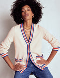 Long Cotton V-neck Cardigan-Warm Ivory