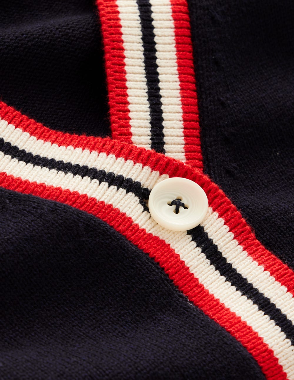 Lange Baumwollstrickjacke mit V-Ausschnitt-Marineblau - Image 6