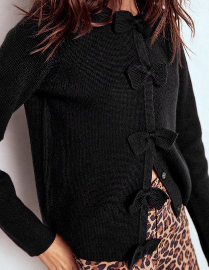 Gilet en maille à nœud-Noir-2