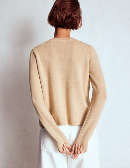 Strickjacke mit Schleife-Graubraun Meliert-3