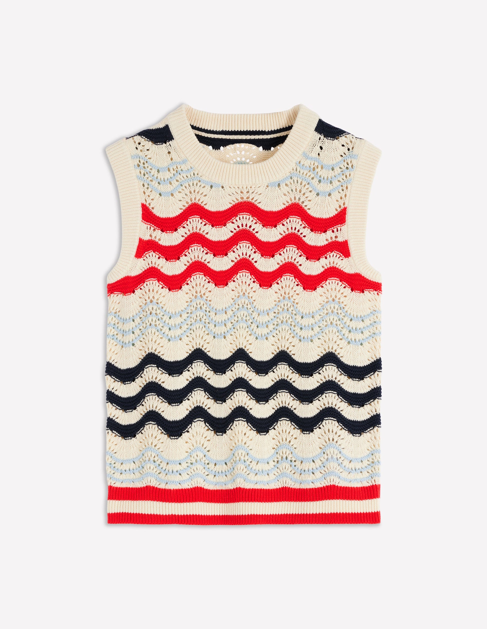 Baumwollpullunder mit Wellendesign-Marineblau/Rot Texturierte Welle-6