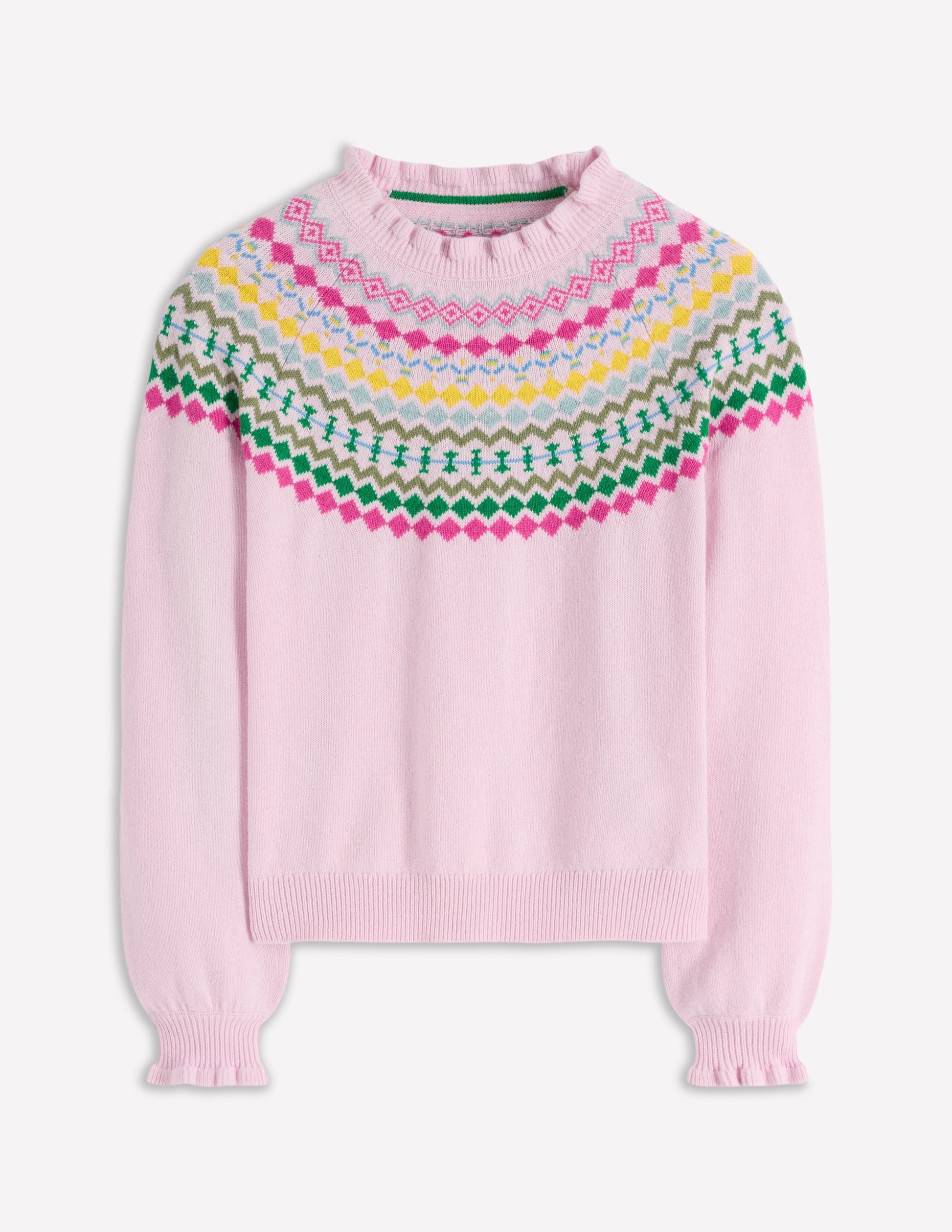 Fae Fair-Isle-Pullover mit Rüschen-Transparentes Rosa Melange-5