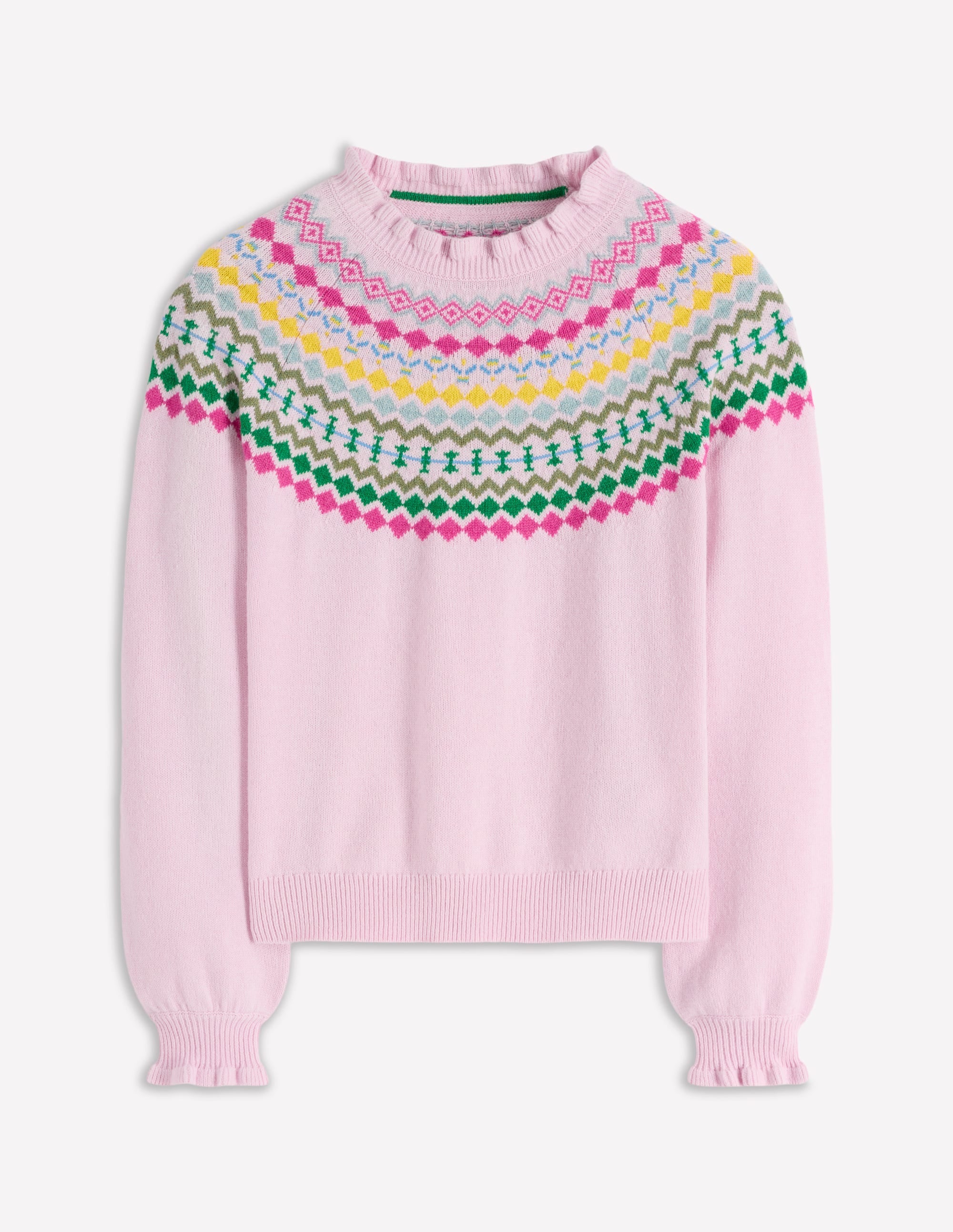 Fae Fair-Isle-Pullover mit Rüschen-Transparentes Rosa Melange - Image 5