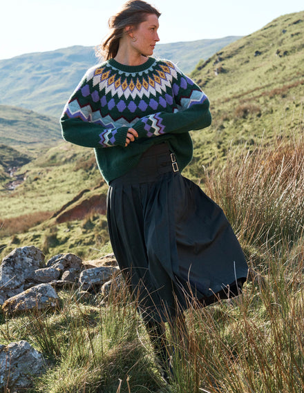 Eleanor Fair-Isle-Pullover-Hofgrün Meliert