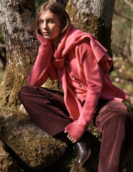 Marion Strickjacke aus Merinowolle-Animals/Stripe