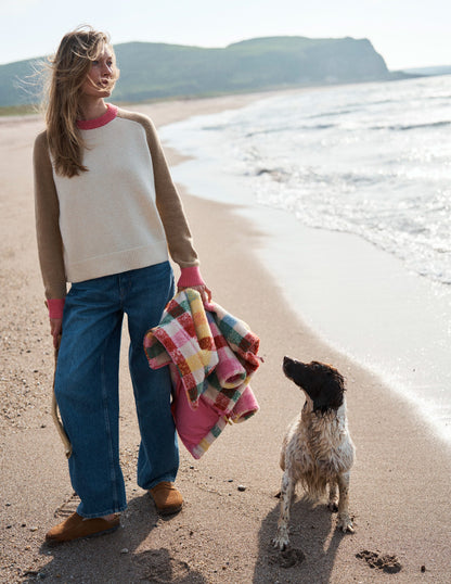 Marion Merino-Pullover-Warmes Naturweiß, Blockfarben-1