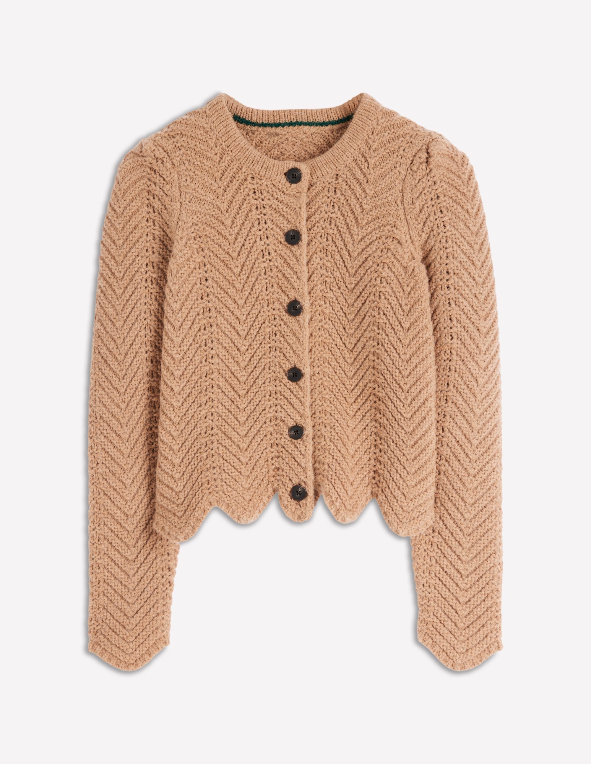 Grobstrickjacke mit Chevronmuster-Kamelbraun - Image 6