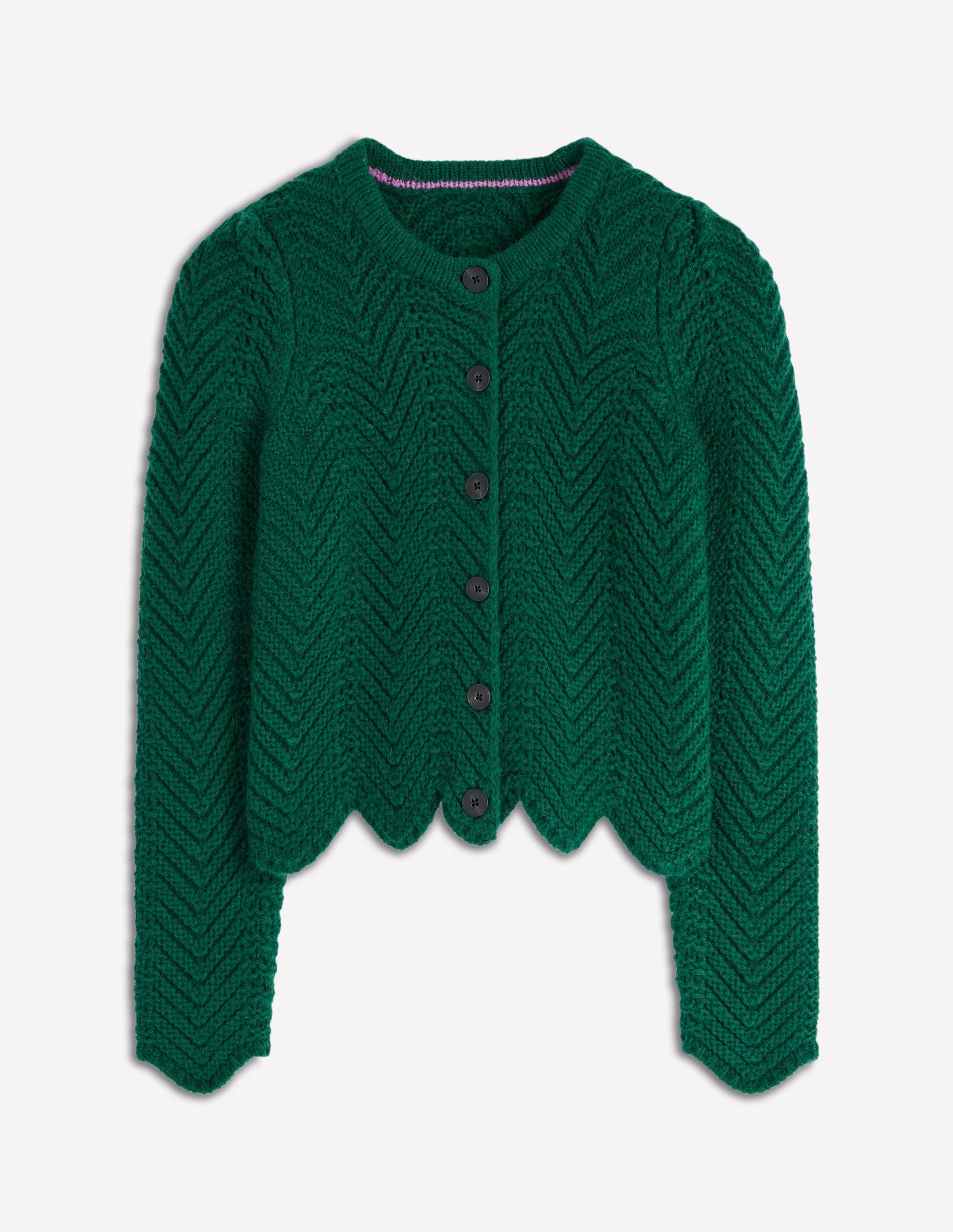 Grobstrickjacke mit Chevronmuster-Dunkles Smaragdgrün - Image 6