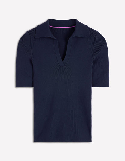Henley-Shirt aus Rippstrick-Marineblau-6