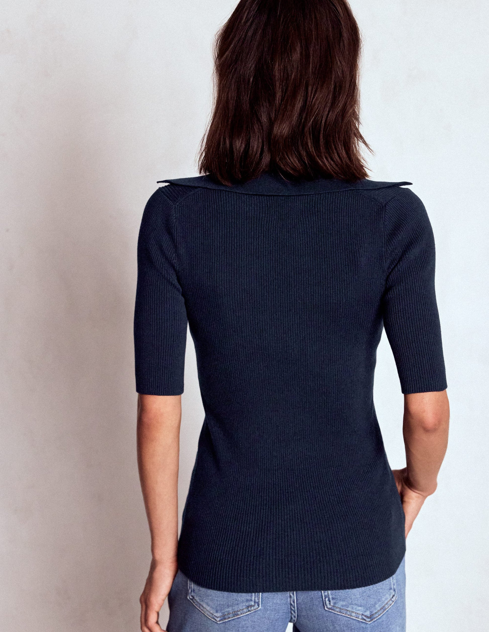 Henley-Shirt aus Rippstrick-Marineblau-3