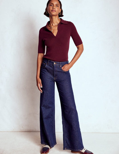 Henley-Shirt aus Rippstrick-Dunkelviolett-4