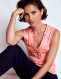 Jersey Henley-Schlafanzugoberteil-Hellrosa