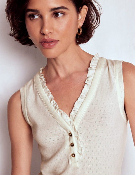 Jersey Henley Pyjama Vest-Classic Ivory