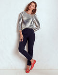 Pantalon Highgate en point de Rome-Bleu Marine, Petits Pois