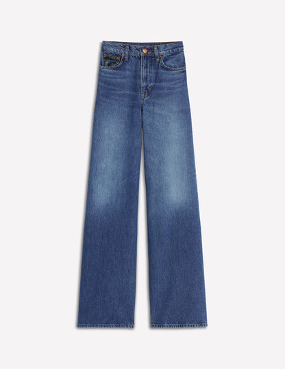 Hoch geschnittene Jeans mit weitem Bein-Mustermix-15