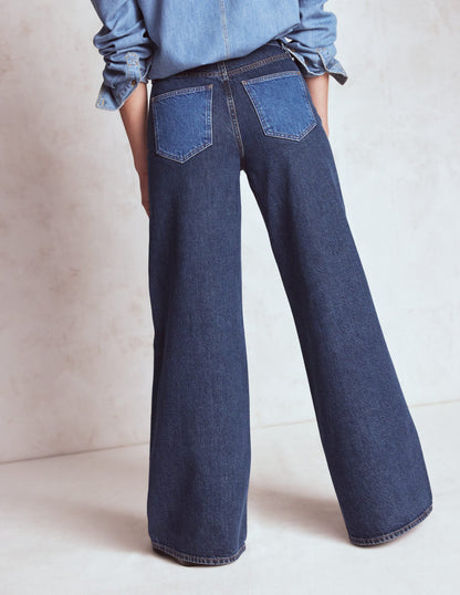 Hoch geschnittene Jeans mit weitem Bein-Mustermix-3