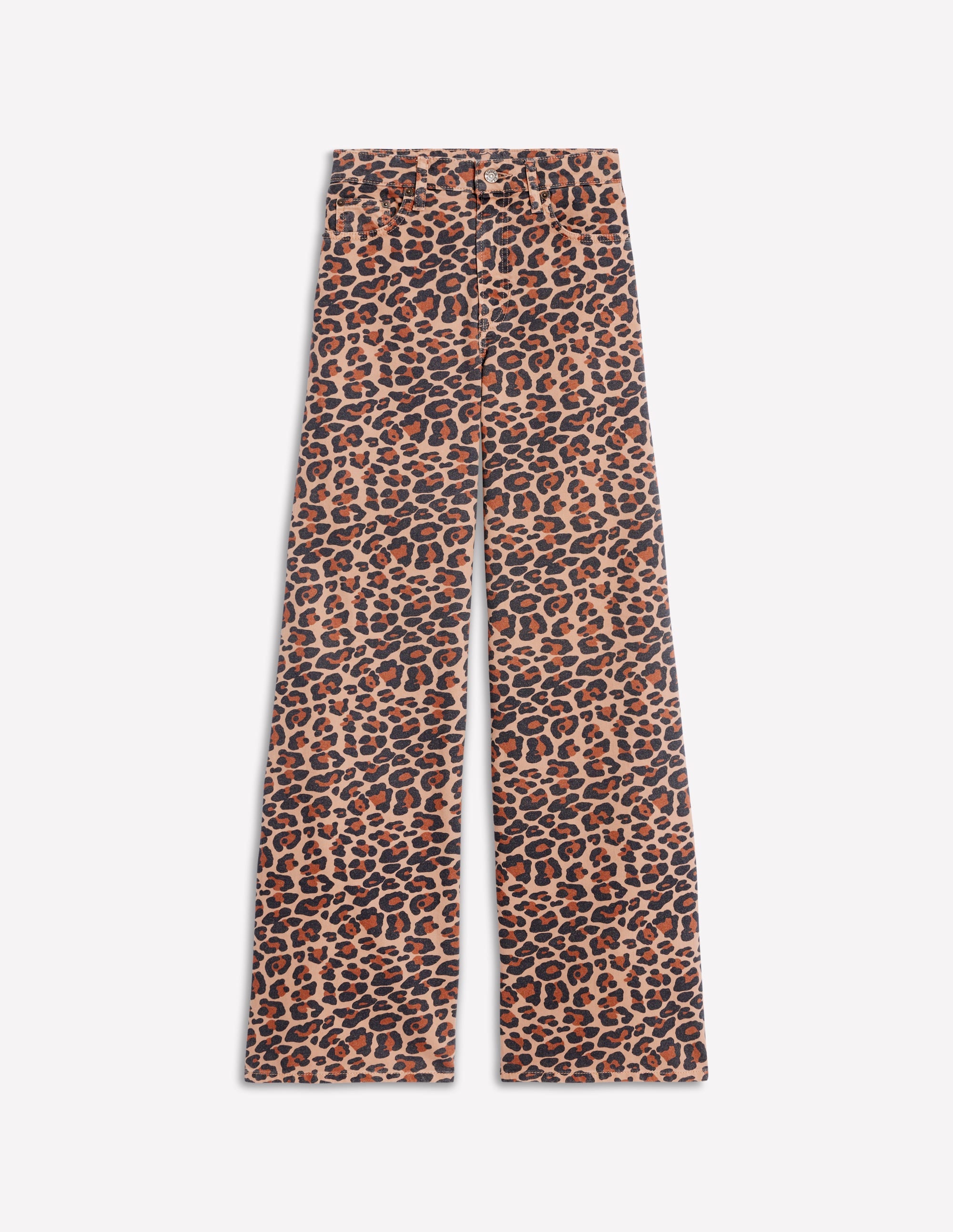 Hoch geschnittene Jeans mit weitem Bein-Leopardenmuster - Image 10