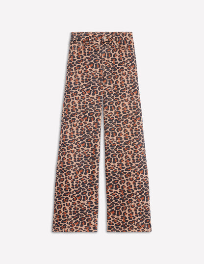 Hoch geschnittene Jeans mit weitem Bein-Leopardenmuster-10