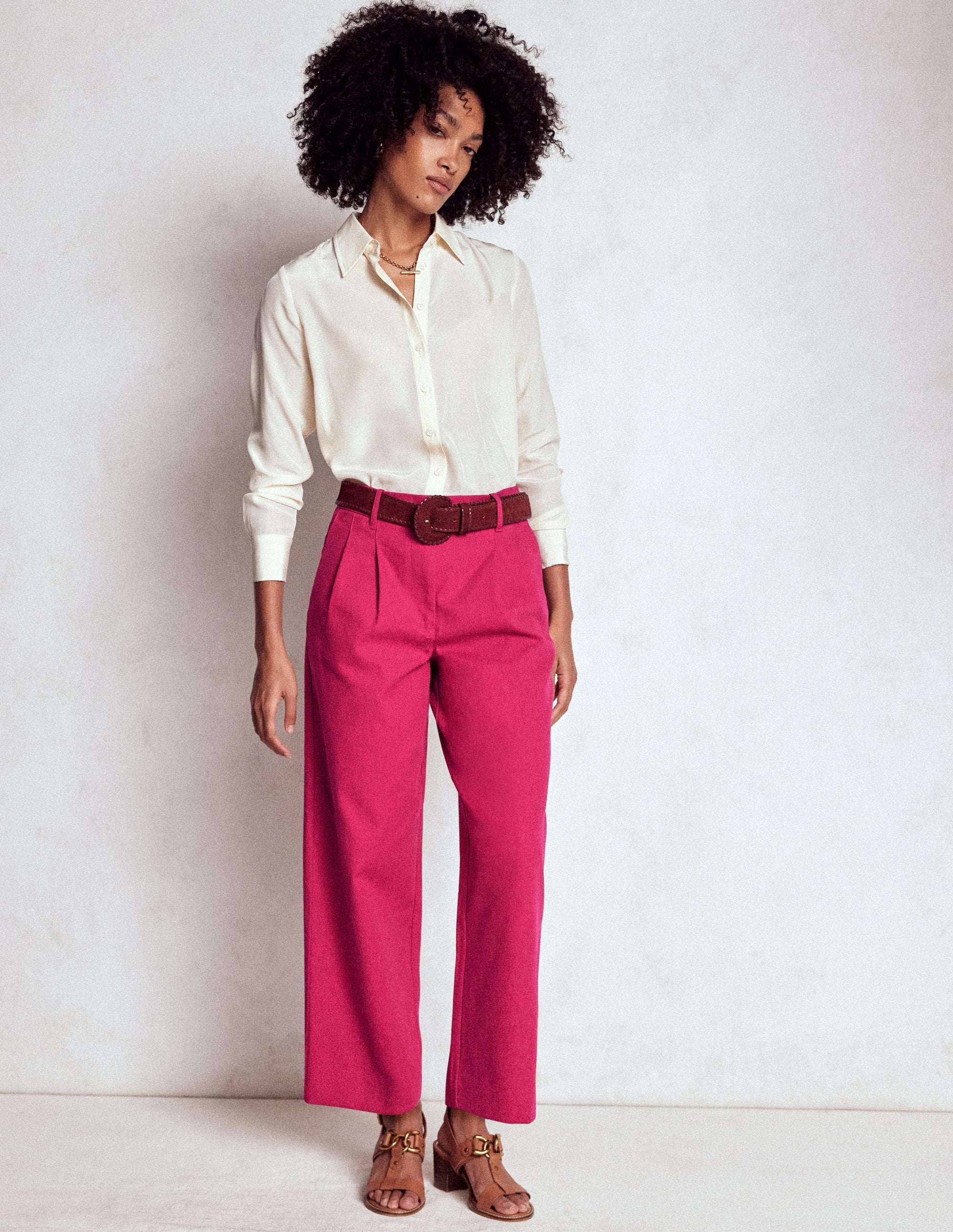 Bloomsbury Cotton Trousers-Bright Cherry - Image 1