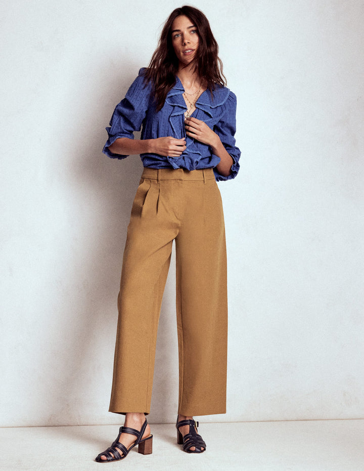 Pantalon Bloomsbury en coton-Camel chiné