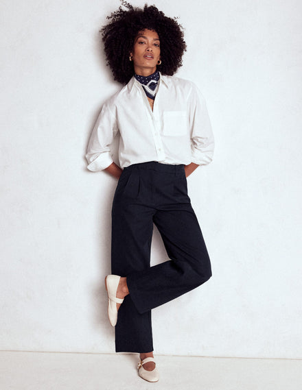 Bloomsbury Cotton Trousers-NAVY