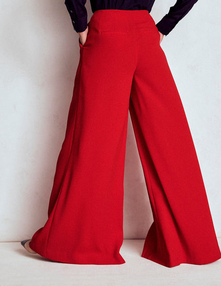 Regent Wide Leg Trousers-Poppy Red