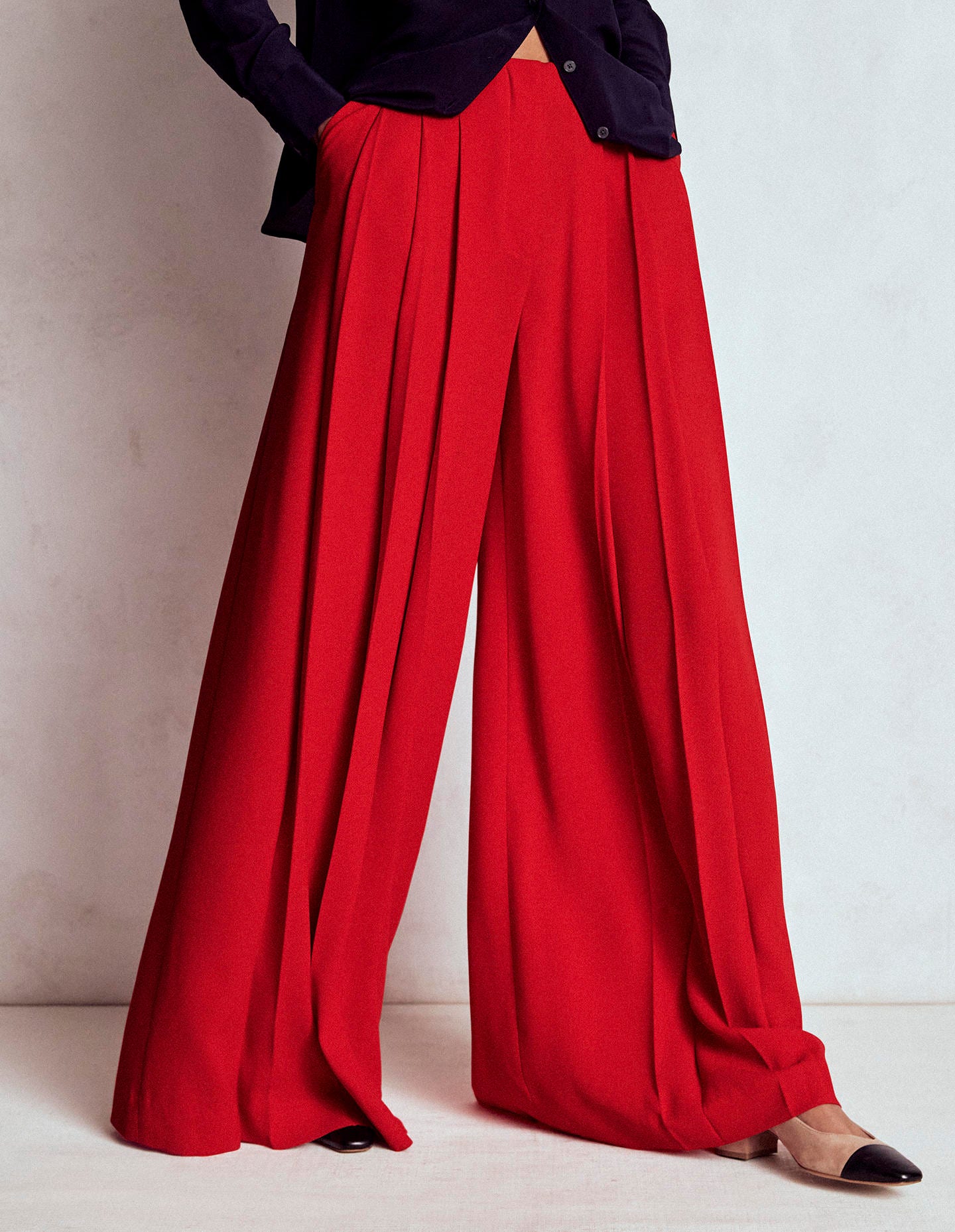 Regent Wide Leg Trousers-Poppy Red - Image 3