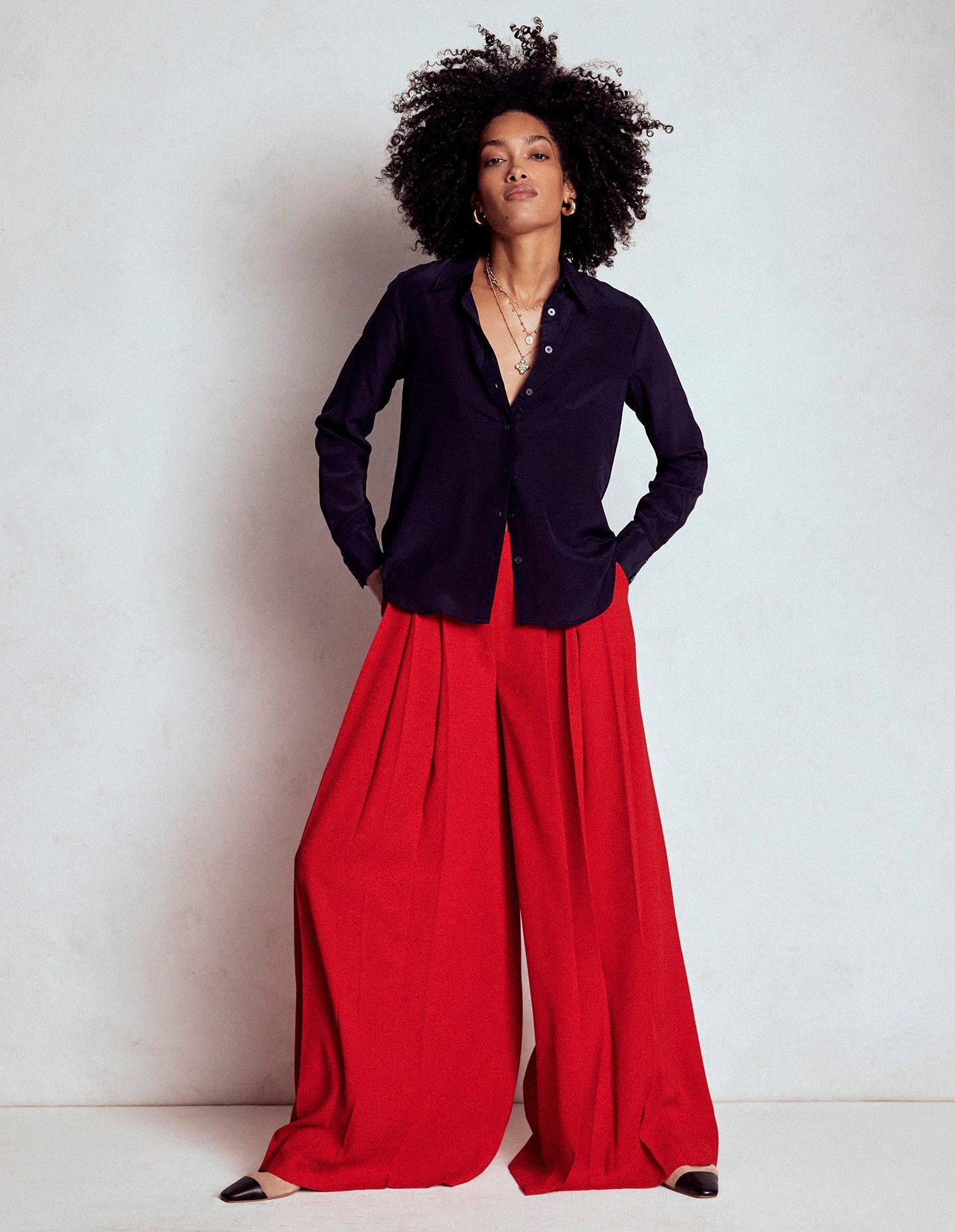 Regent Wide Leg Trousers-Poppy Red - Image 8