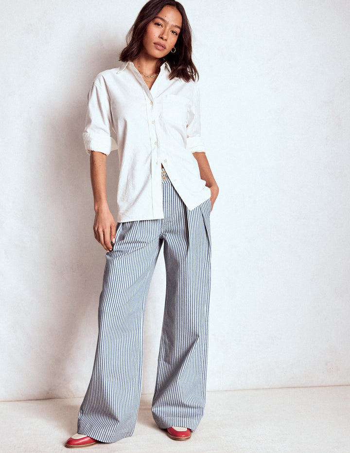 Brompton Hose mit weitem Bein-Blau Streifen