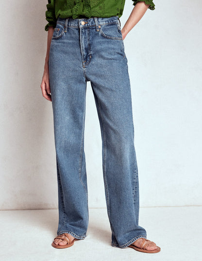 High Rise Column Leg Jeans-Mid Vintage-4