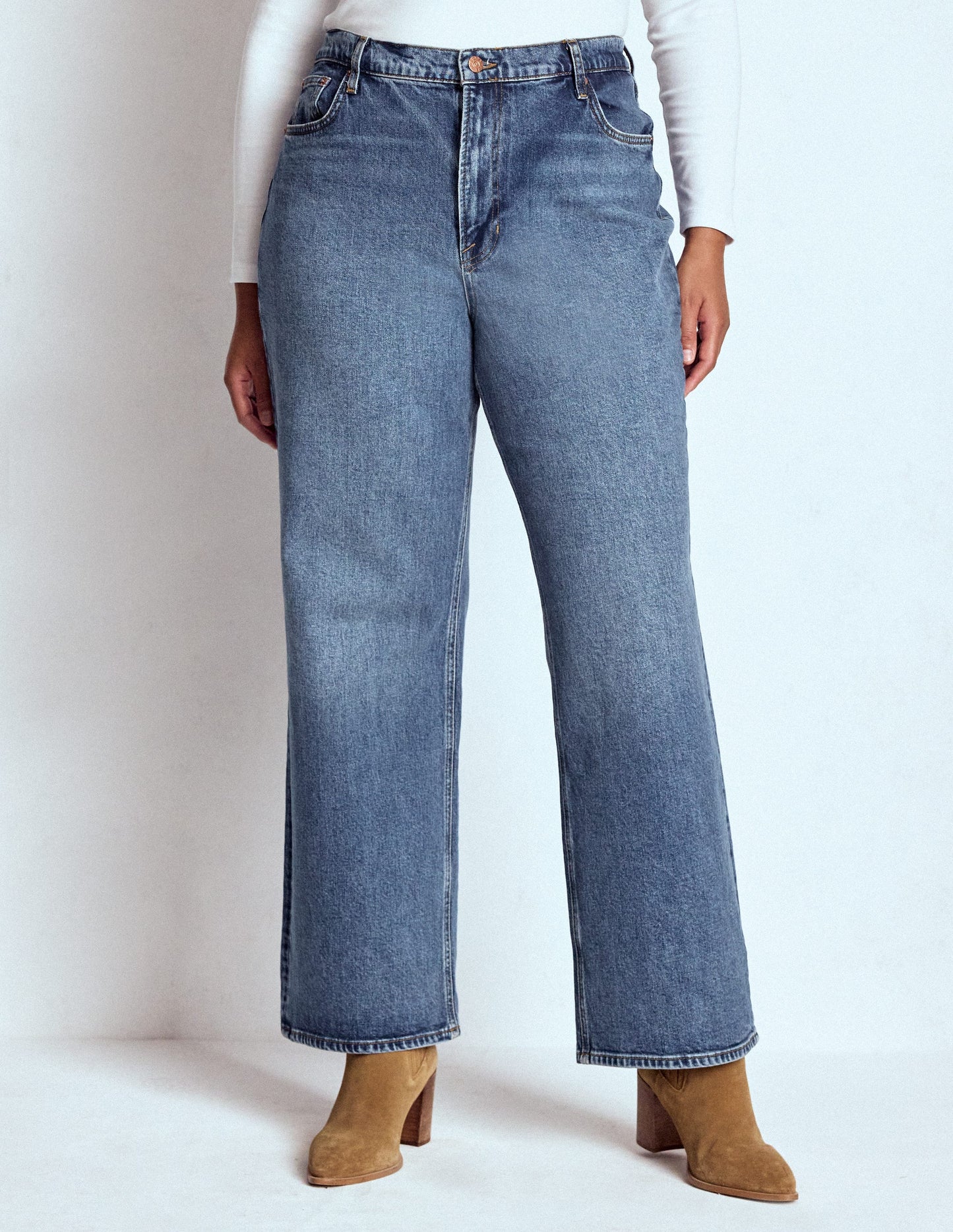 High Rise Column Leg Jeans-Mid Vintage