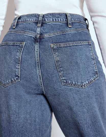 High Rise Column Leg Jeans-Mid Vintage-12