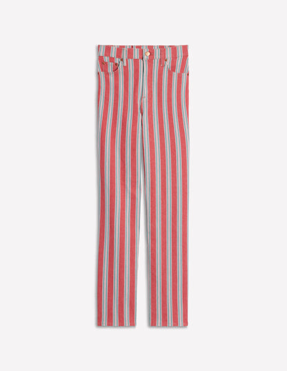Gestreifte Jeans mit hohem Bund-Rot, Blau und Rosa Streifen-11