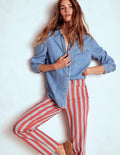 Jean taille haute rayé-Rayé rouge, bleu et rose
